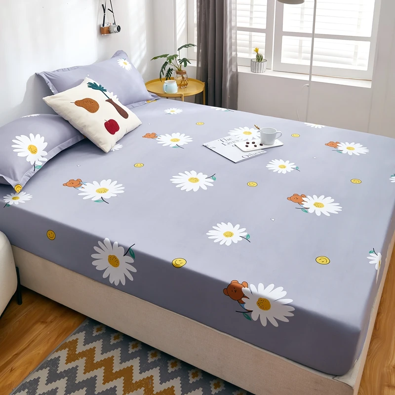 Waterproof Fitted Sheet Home Elastic Bedsheet Skin-friendly Bed Cover sabanas para cama Floral Style Bed Linen(No Pillowcase)