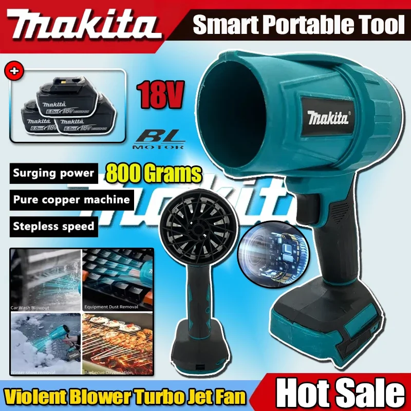 

Makita 22000RPM Violent Blower Turbo Jet Fan 18V Electric Air Duster Wind Speed Turbo Rechargeable with Light Car Cleanin Tool