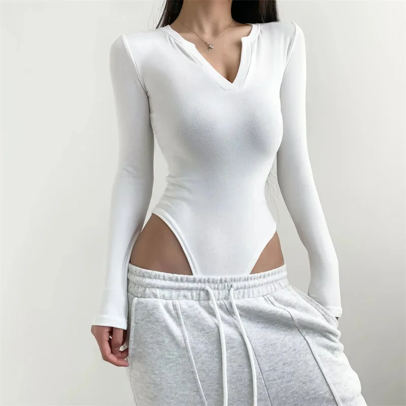 Straat Sle Pure Desire Lange Sve Onesie Pittige Meisje Basis irt Innerlijke Slijtage T-shirt Top Hoge Taille ort Broek Herfst Slijtage