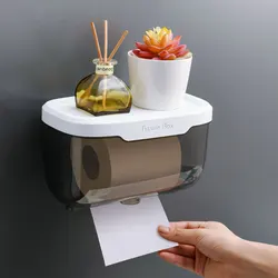 Caja de soporte de papel higiénico sin perforaciones, almacenamiento impermeable, estante de almacenamiento de papel higiénico, toalla de papel, caja de almacenamiento de baño de cocina