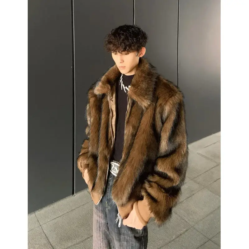 

Мужская зимняя теплая куртка из искусственного меха American Sle Thiened, хлопковая одежда, простой свободный крой, не требует глажки