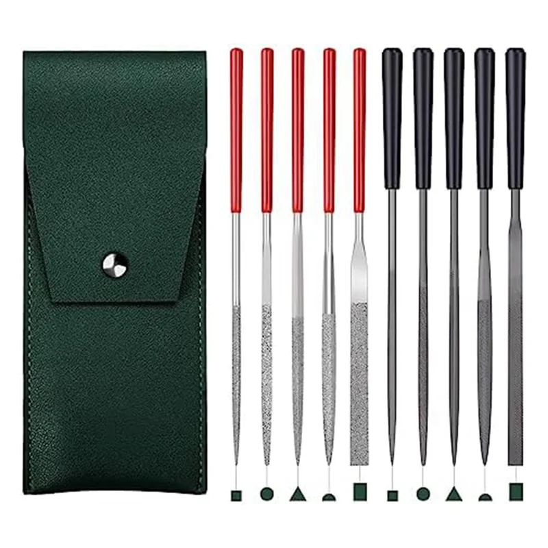 5 Pcs Mini Diamond Needle Files & 5Pcs Small Steel Files For High Precision Sanding Work On Metal, Wood,Plastic Carving Durable