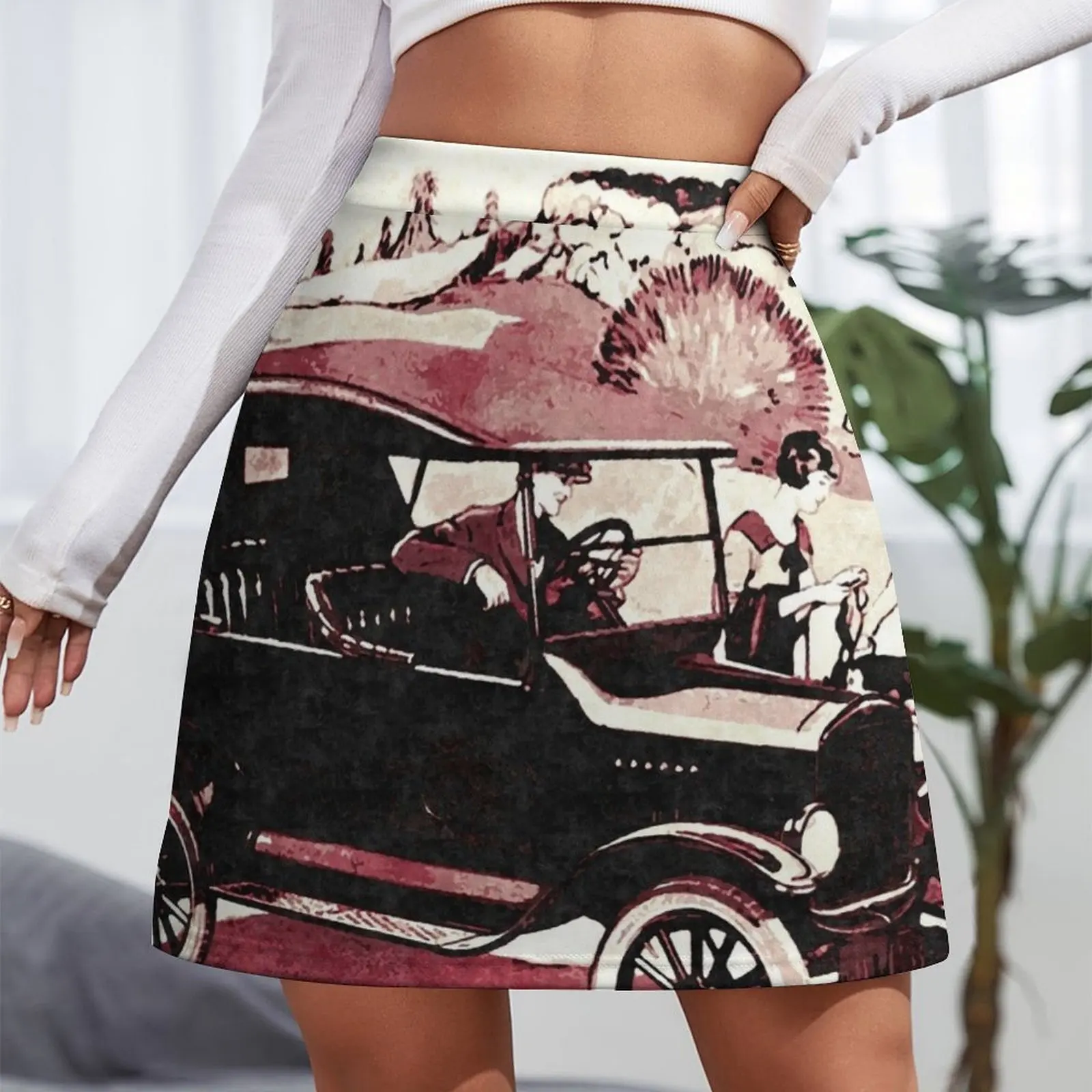 Model T Touring Ad Art Mini Skirt fairy grunge dress women summer 90s vintage clothes mini skirts Mini Skirt
