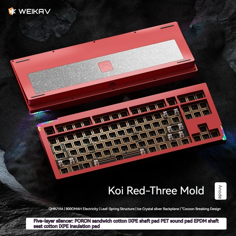 

Computer Peripheral Weikav Stars-80 Three Mode Customized Mechanical Keyboard Kit Metal Aluminum Lump Full Key Hot Plug Gift