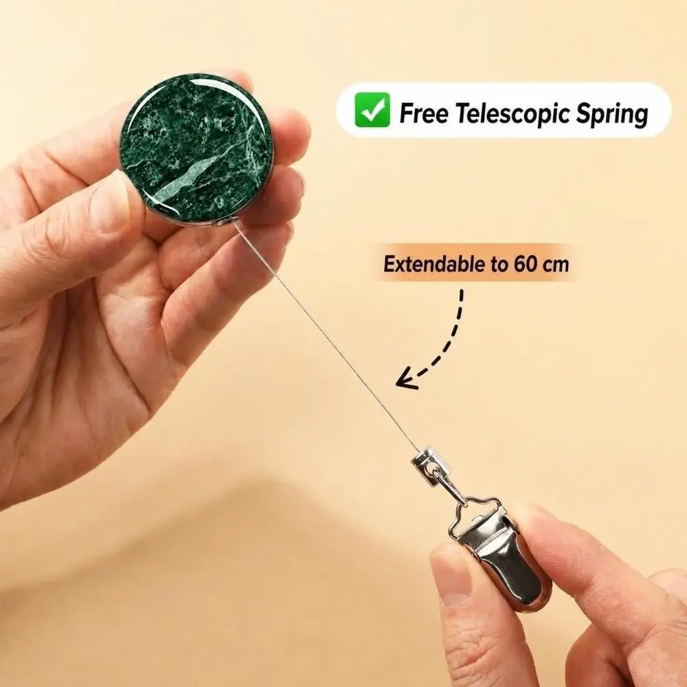 Durable Metal Retractable Towel Clip with Steel Wire Punch-Free Badge Reel Self-Rewinding 4cm Towel Rack Household