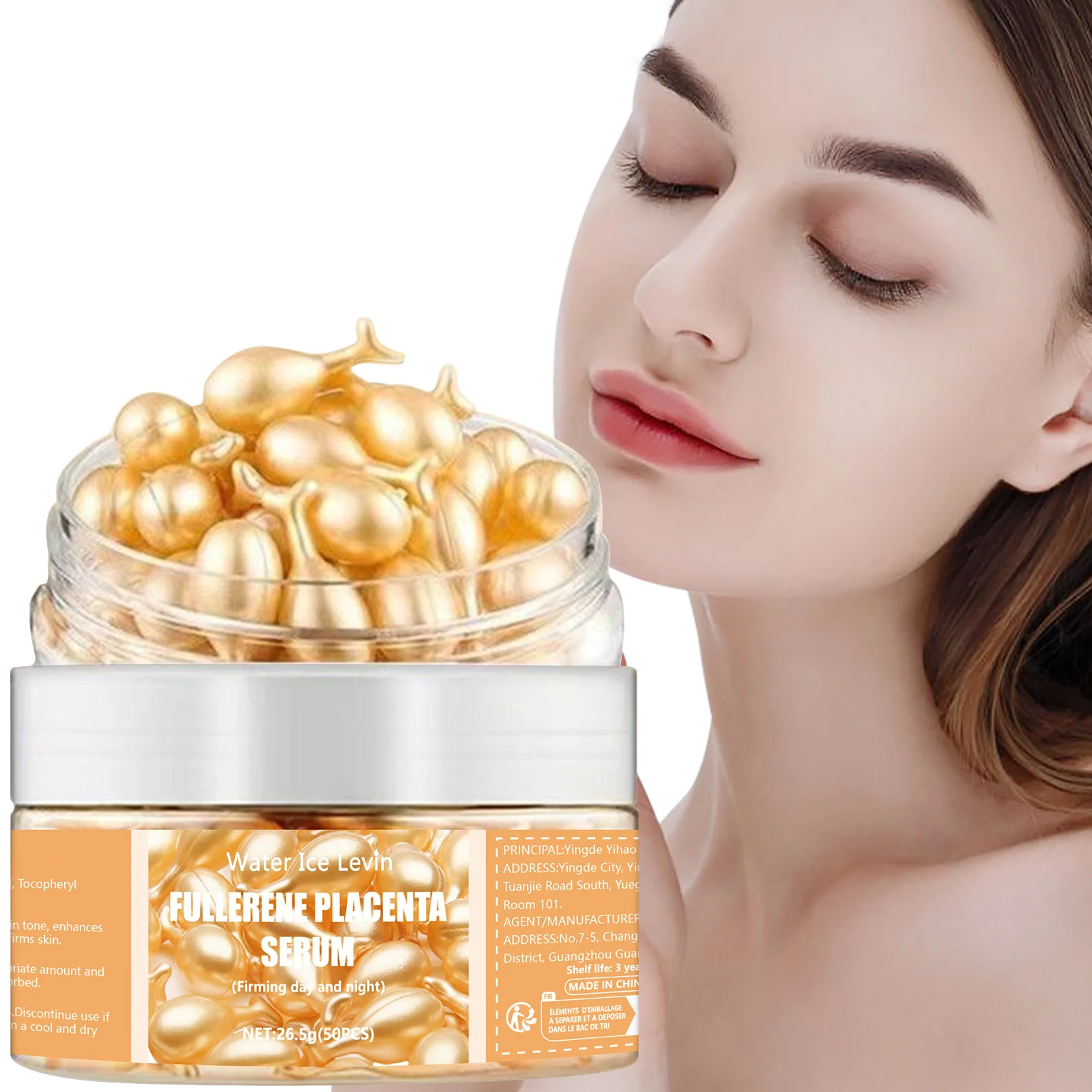 Essence faciale au fullerène et au placenta, hydratante, éclaircissante, raffermissante, anti-rides, sérum liquide pour le soin de la peau