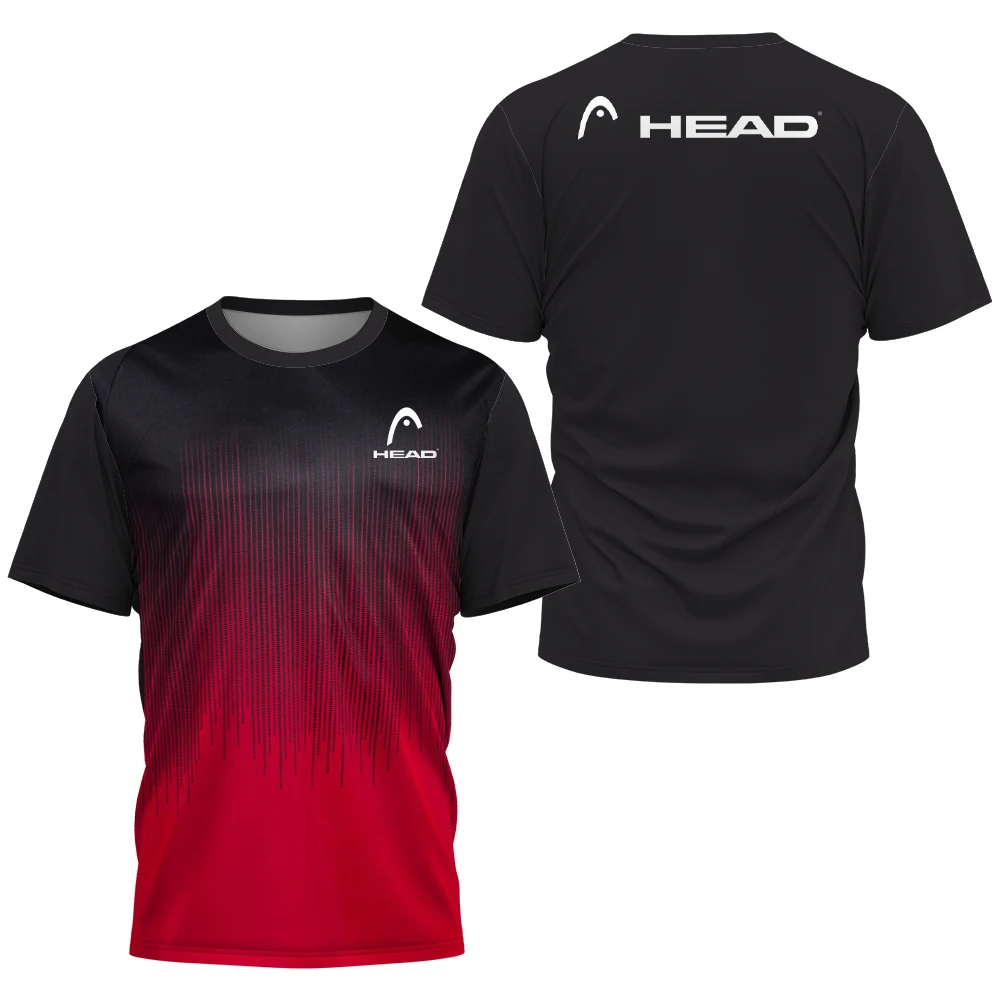 Ropa de entrenamiento de tenis para hombre, 3D Camiseta estampada con gradiente, ropa deportiva de bádminton al aire libre, Tops holgados de manga