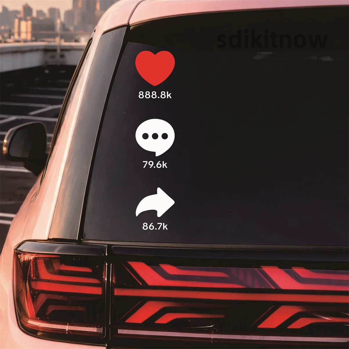 Social Media Like Comment Share Icon Car Sticker Waterproof Vinyl Window Funny Decal Decor For Tiktok Instagram youtube
