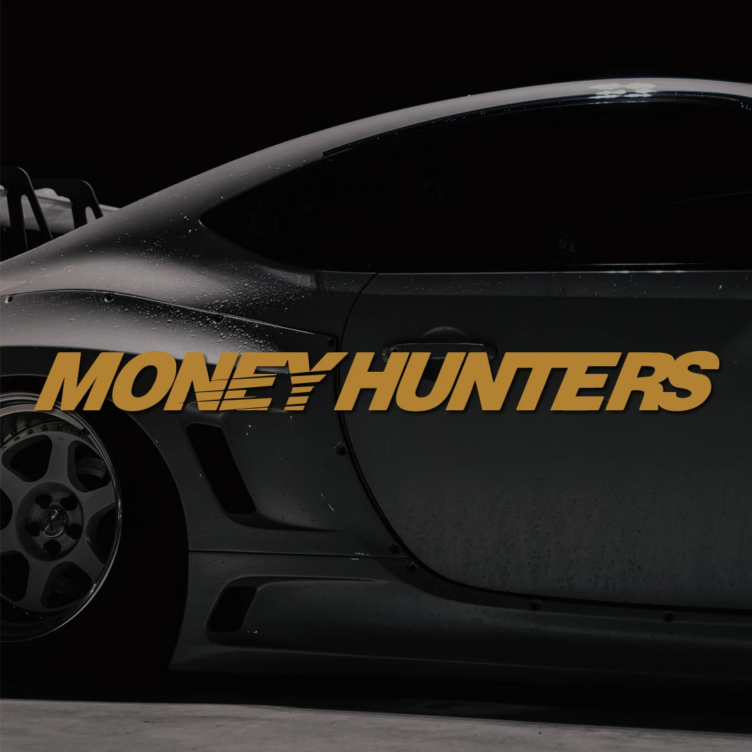 Money Hunter Vinyl Car Decal – Self-Adhesive Racing Stripe Sticker for Car Body, Truck Bumper, Rear Window – Waterproof Alphabet