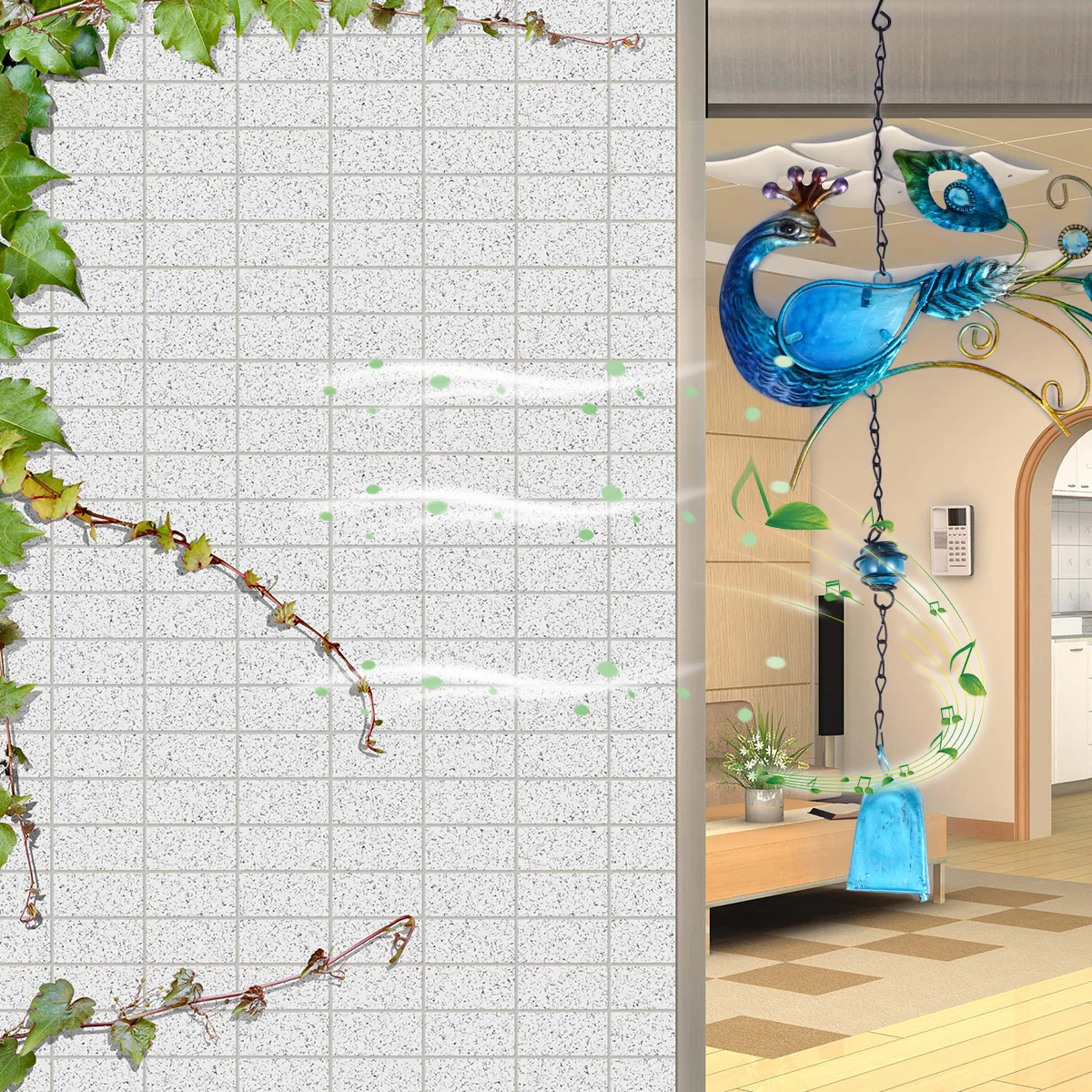 

2 Pcs Patio Stained Glass Wind Chime Decoration Creative Chimes Christmas Outdoor