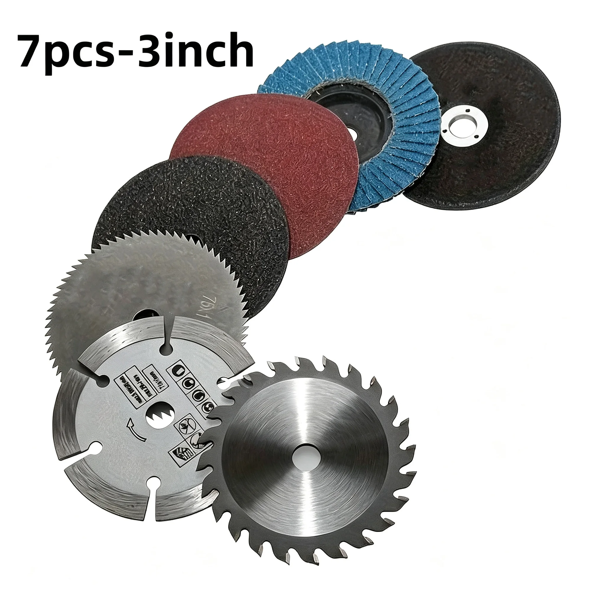 Conjunto de 7 Lâminas de Serra Circular Procut de 3 Polegadas com Disco de Desbaste de 75mm - Estrutura de Aço Durável, Incluindo Lâminas de Serra de Corrente, Me