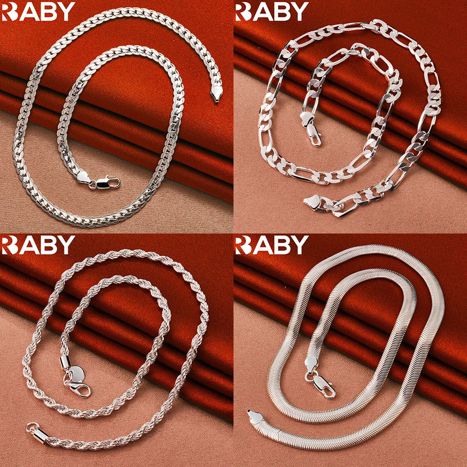 

URBABY 925 Sterling Silver 40-60cm Geometric Necklace For Women Men Charm Trend Birthday Gifts Fashion Party