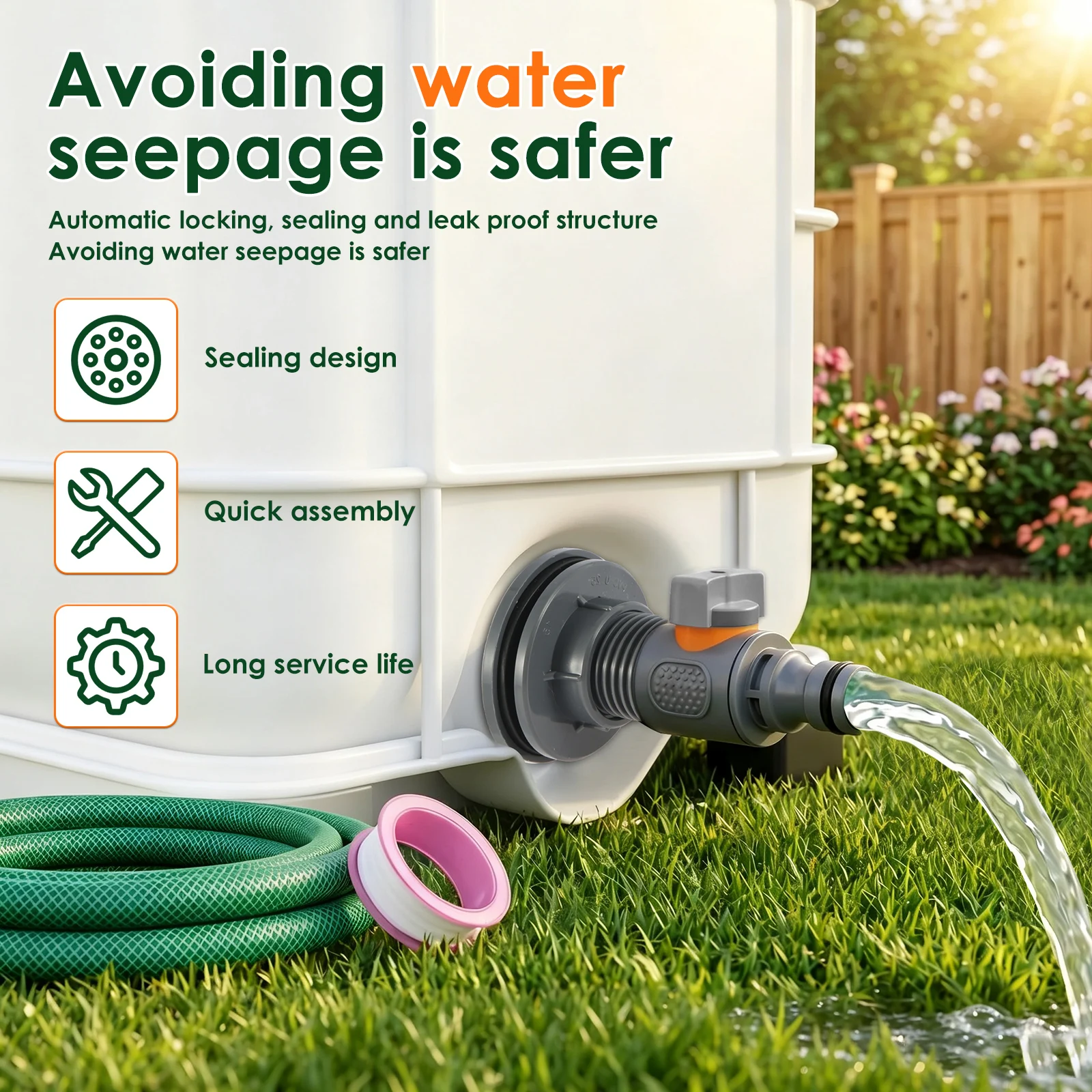 IBC Tank Adapter For Water Tank Garden Hose Connector Leak Proof PVC Water Tank Fitting Rain Barrel Irrigation Quick Connect
