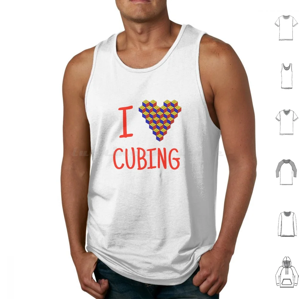 I Love Cubing-Quotes With Heart Tank Tops Print Cotton Cube Cuber Cubers Cubing Speedcuber Speedcubers Speedcubing Heart