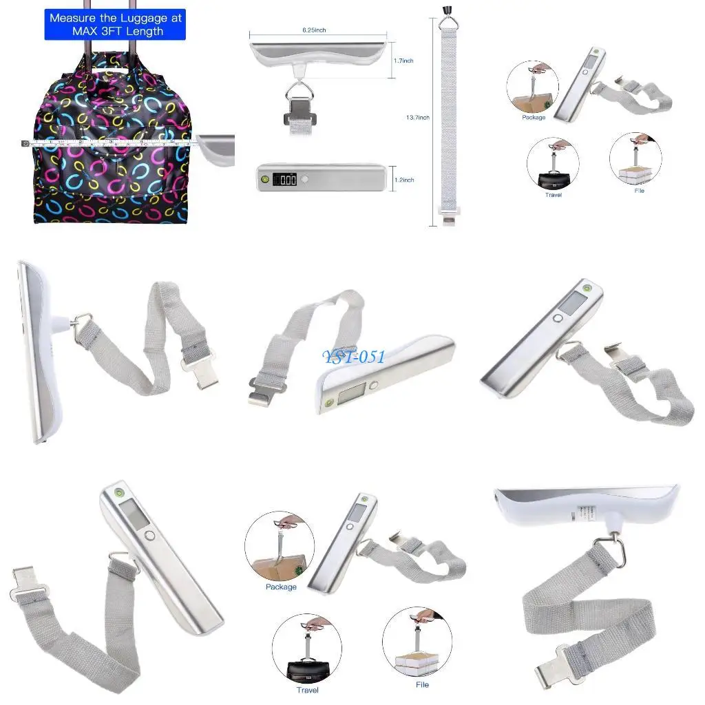 

E15A Portable Luggage Scale Travel Scale Hanging Suitcase Scales Weights with Tare Function 110lb 50KG Capacity kg st