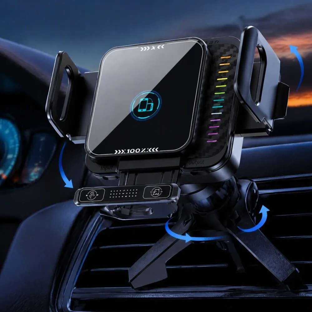 90 Degree Rotation Car Phone Charger Fast Charging Air Vent Clip Car Mount Stand Auto Landscape Car Navigation Bracket Dashboard