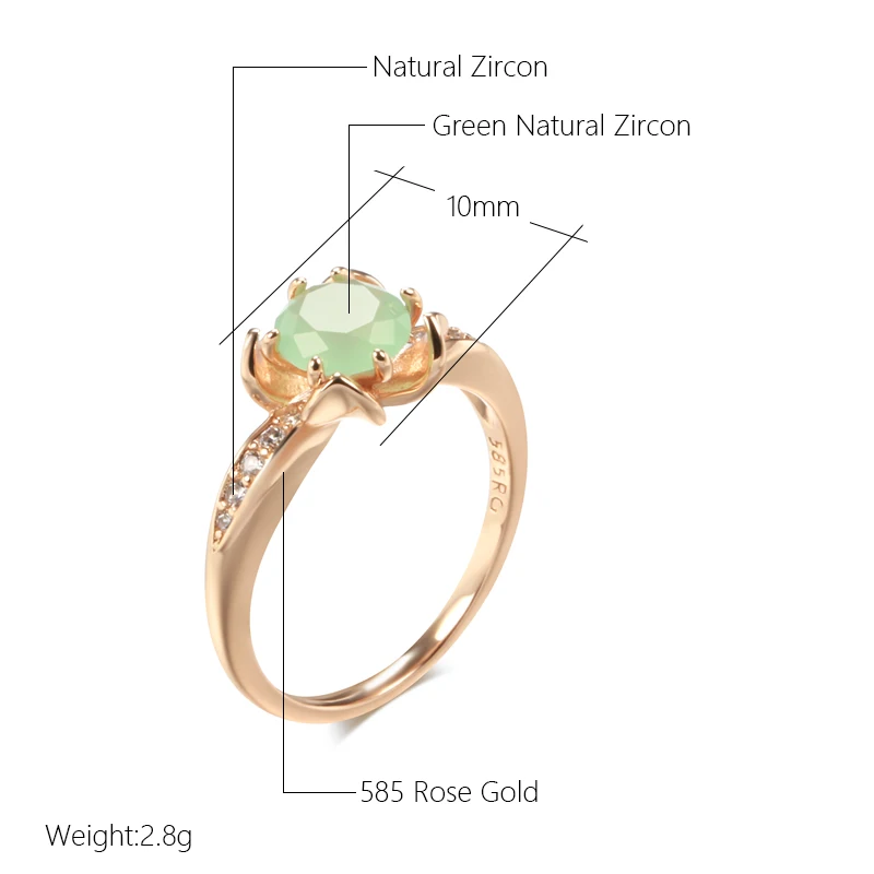 SYOUJYO Emerald Natural Zircon Flower Shape Rings For Women 585 Rose Gold Color Fine Jewelry Luxury Design Vintage Opal Rings