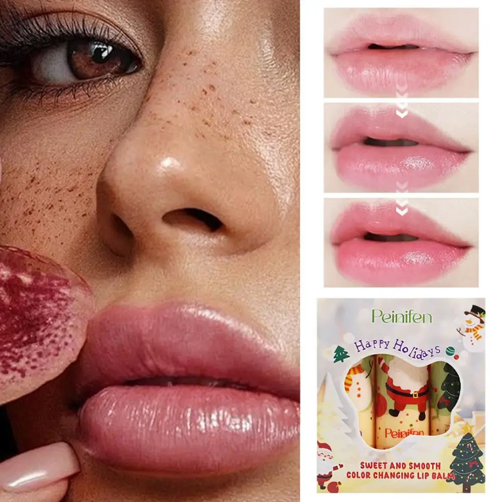 3pcs Temperature Color Changing ChristmasLipstick Set Long Clear Lips lip Cosmetics Change Color gloss Lasting S2Z0