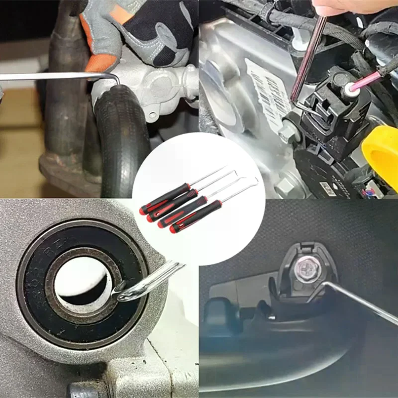 

4 шт. набор отверток для сальника автомобиля, автомобильный сальник, уплотнительное кольцо, съемник прокладок, съемник крючков, инструменты для ремонта автомобиля