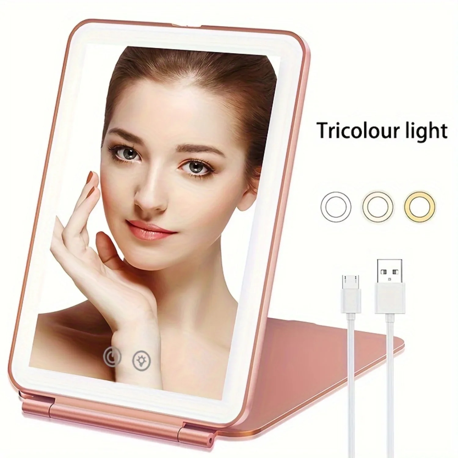 Makeup Mirror With 10X Magnifying Mirror, Vanity Mirror With Lights, Desktop Folding Mirror, Portable Cosmetic Mirror With Light