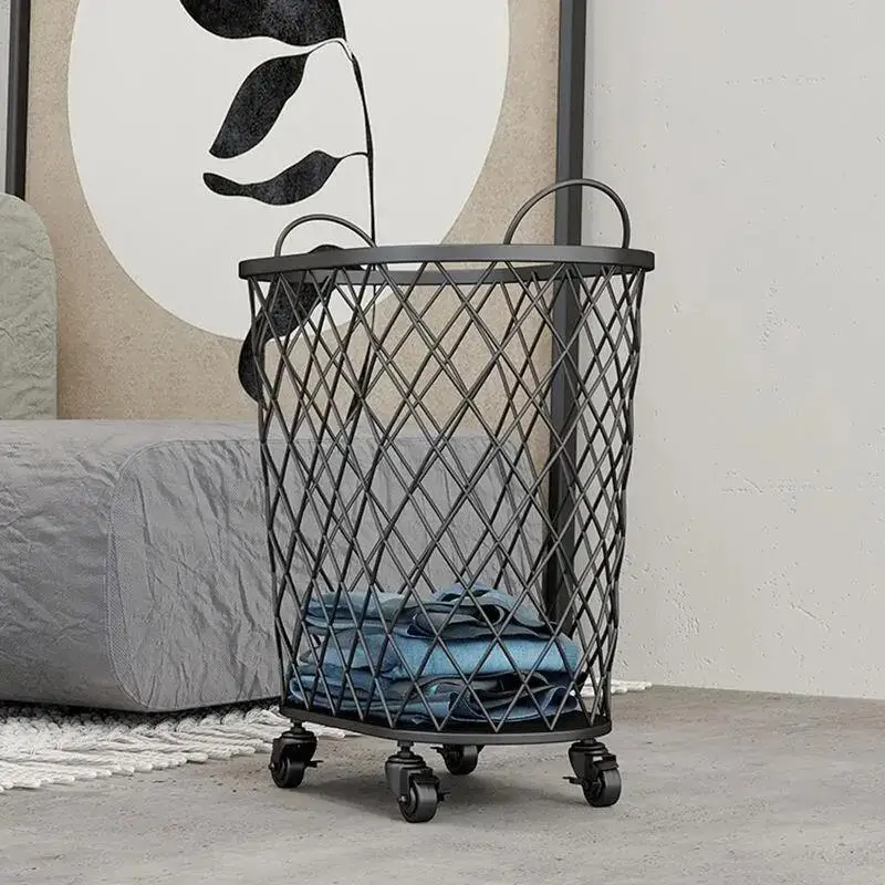 Nordic Iron Art Laundry Basket Ins-Style Bathroom Storage Bin Multi-Purpose Toy Organizer Durable Garbage Holder