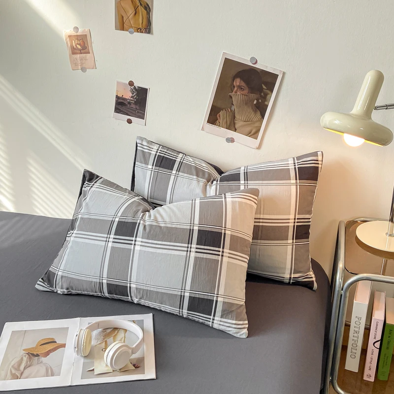 2 stücke weiche Kissen bezüge Rechteck Kissen bezug Plaid Stil Kissen bezug 48x74cm Kissen bezüge Funda Almohada Home Bett Kissen bezug