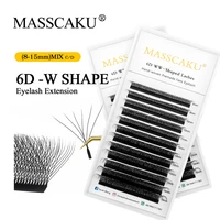 Nuevo pestañas MASSCAKU 8D W, extensiones de pestañas con forma de doble punta, pestañas de abanico de volumen suave Natural, pestañas de ventilador de volumen prefabricadas C/D de 0,07mm