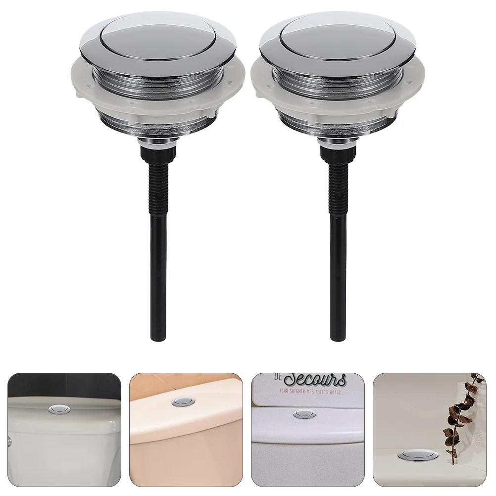 2 Pcs Toilet Button Mechanism Closestool Tank Round Switch Accessories Water Abs Cistern Bathroom