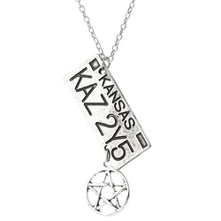 Supernatural License Plate KANSAS KAZ 2Y5 Necklaces Dean Sam Winchester Pentacle Pentagram Amulet Pendant Necklace