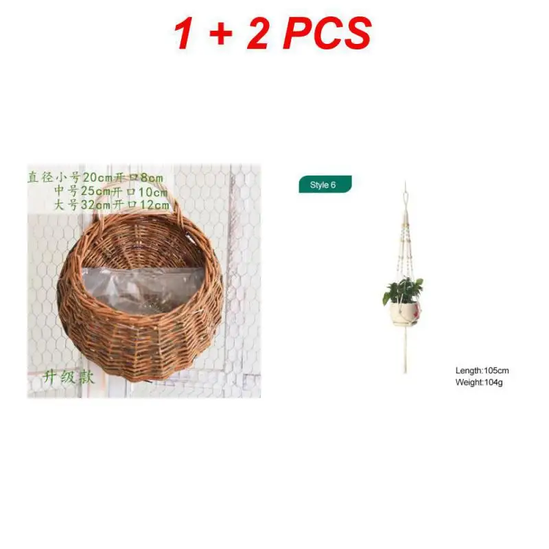 

Hand Made Wicker Rattan Flower Planter Wall Hanging Wicker Rattam Basket Garden Vine Pot Plants Holder Garden Pots Wall Planter