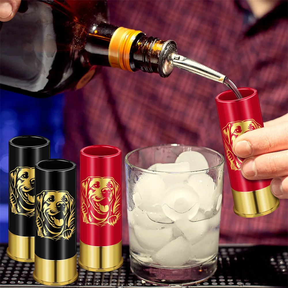 4Pcs/Set Labrador Retriever Shot Glass Drinking Cup 12 GA Plastic Shotgun Bullet Shape Water Wine Glass Party Drinkware Gift