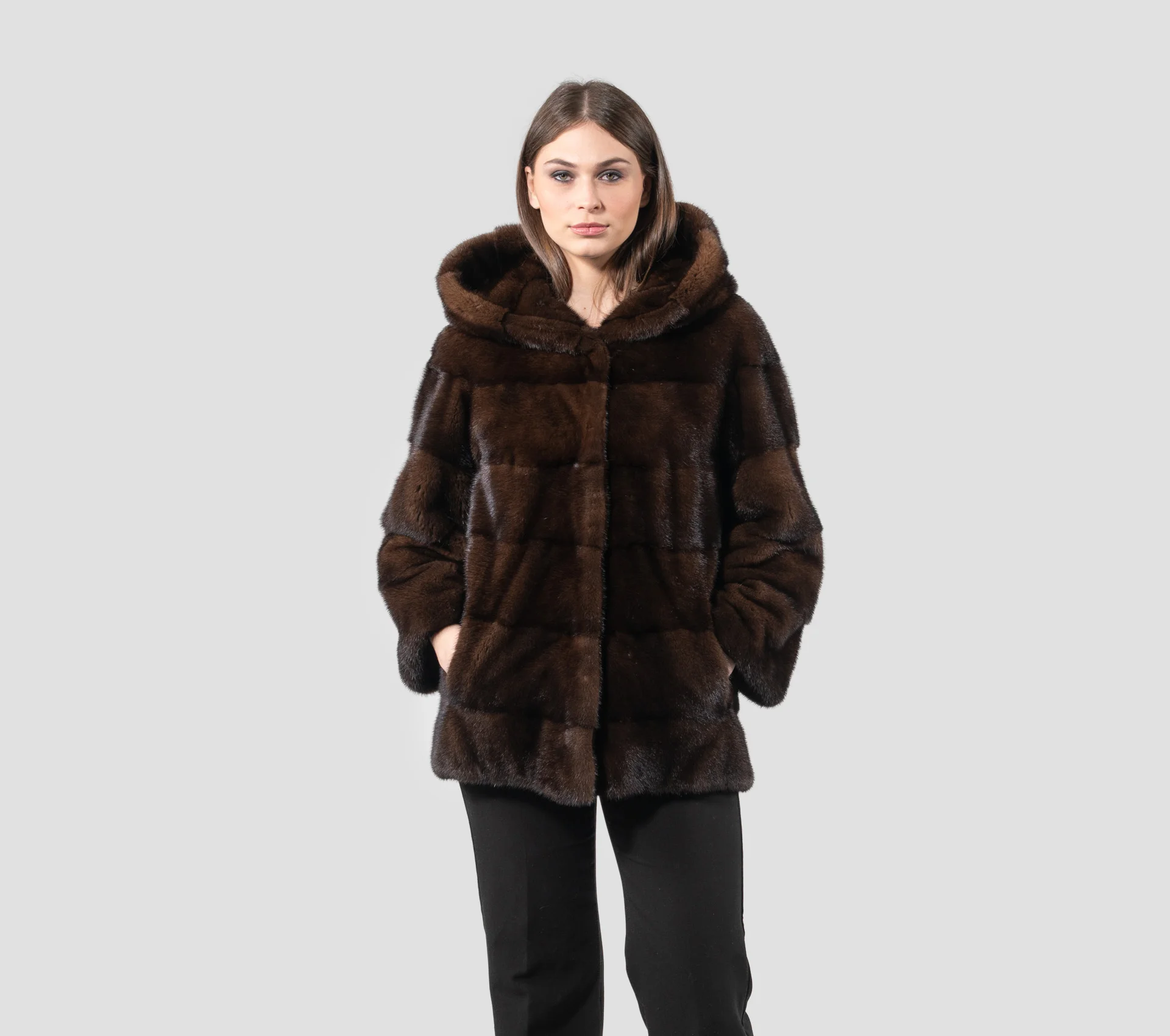 Women's New Genuine Mink Fur Jacket Paired with a Hat and Mid-Length Jacket, Providing Warmth and Fashion in Winter