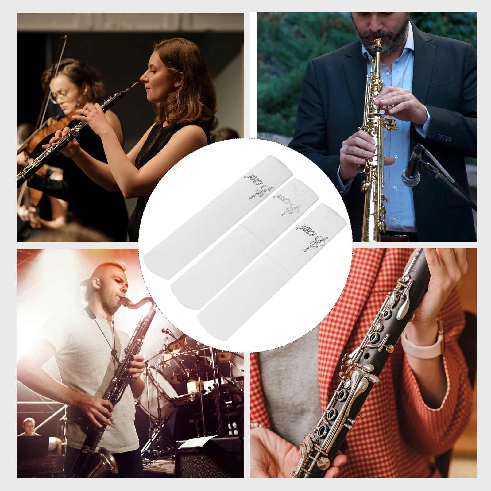 

3Pcs Resin Clarinet Reeds Fine Craftsmanship No Burrs Crack Resistant Ideal Replacement Parts for Musicians Portable Design