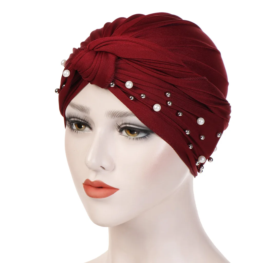 Hats for Women New Headscarf Hat Versatile Headband Headband Nail Bead Headband Hat Women Hat   Silk Hair Bonnet