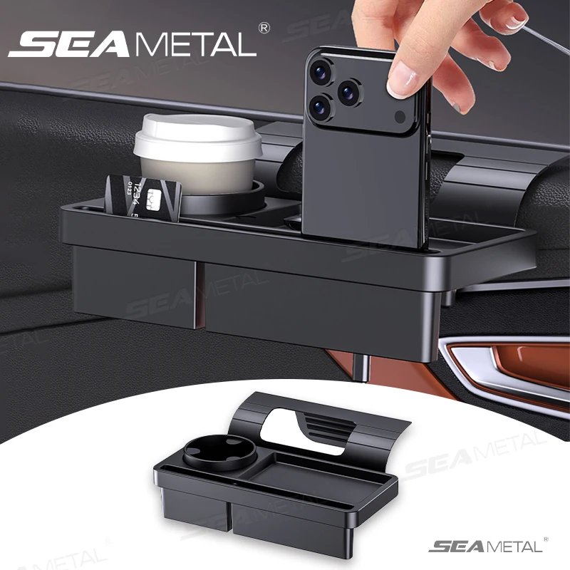 SEAMETAL Auto-Seitentür-Organizer, große tragende Aufbewahrungsbox für hängende Türen mit Tasse/Telefonhalter, universeller Aufbewahrungs-Organizer