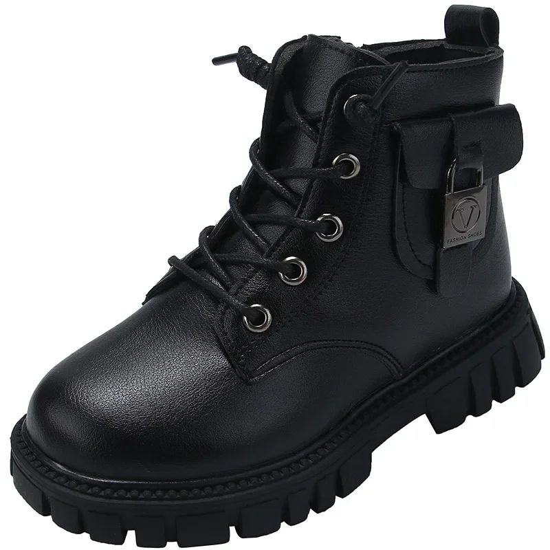 Autumn and Winter Girls Ankle Boots Fashion Non-slip Boys PU Leather Short Boots Children Korea Shoes Fall Toddler Girl Boots