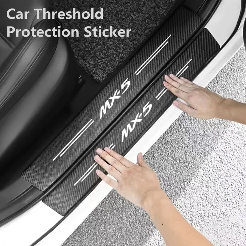 60X7CM Carbon Fiber Car Door Threshold Protective Sticker For Mazda MX-5 Miata NA NB NC ND 1990-2019 2020 2021 2022 2023