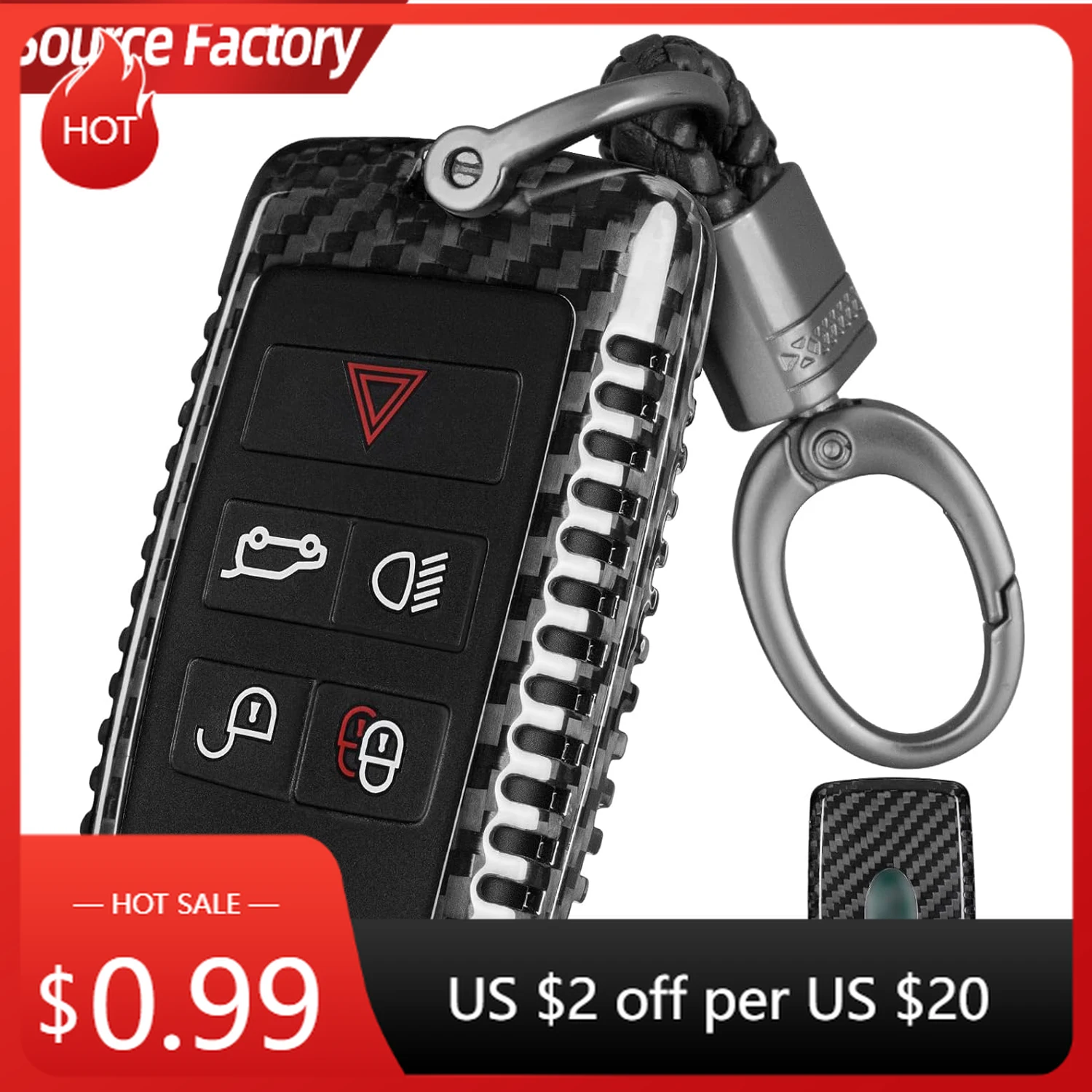 

Car Stickers Key Cover for Land Rover,Carbon Fiber Key Protector Case for Range Rover Defender 110S Dsicovery Vogue Sport D