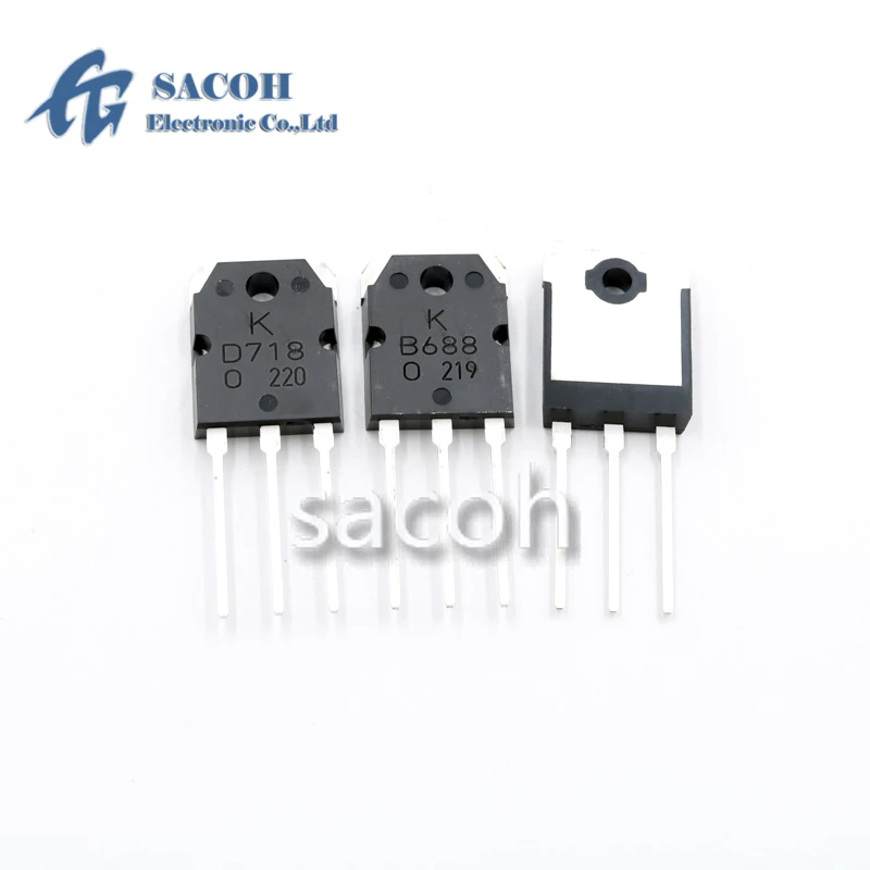 

New Original 5Pairs(10PCS) KTB688 B688 688 + KTD718 D718 718 TO-3P 8A 120V Silicon NPN + PNP Power Transistor