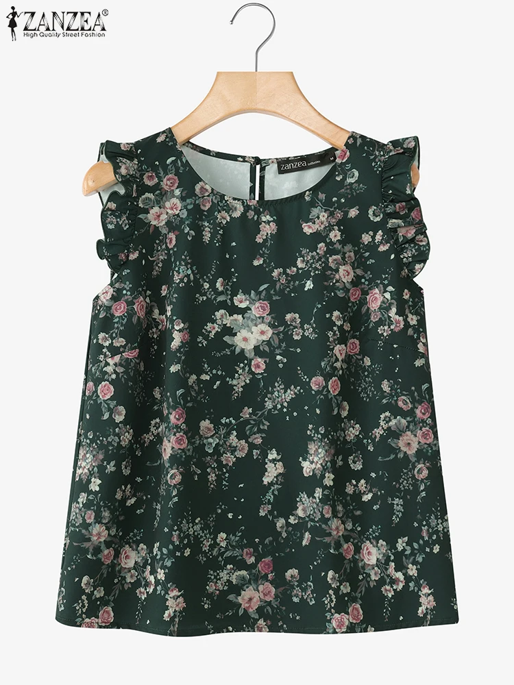 

ZANZEA 2025 Summer Fashion Tank Tops Women Tees Casual Floral Print Vintage Tanks Loose Sleeveless Loose Tops Bohemian Shirts