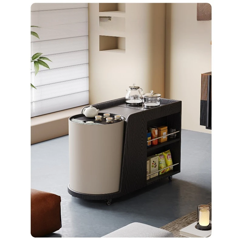 

Movable tea table Italian minimalist solid wood tea table, simple side sofa side cabinet