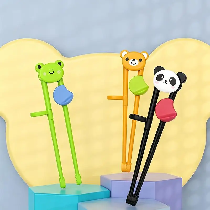 Children Training Chopsticks Cute Cartoon Animal Food Grade Non-Slip Reusable for Toddler Beginners Home Daily Dining