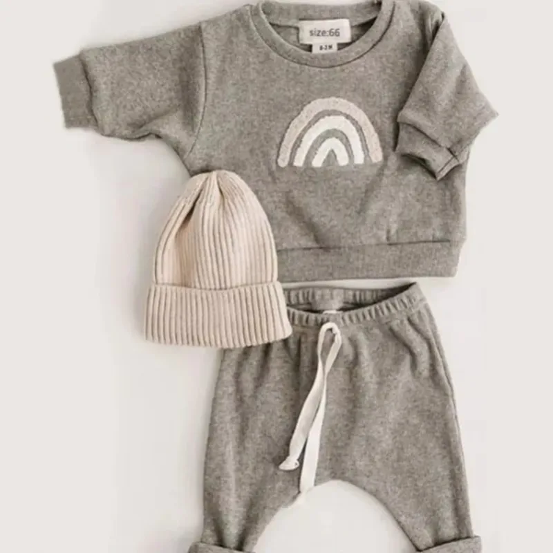 بيبي بوي فتاة نمط بلايز عادية + طفل فضفاض بنطلون 2 قطعة ملابس البدلة جديد ربيع الخريف موضة ملابس الاطفال مجموعة طفل #2