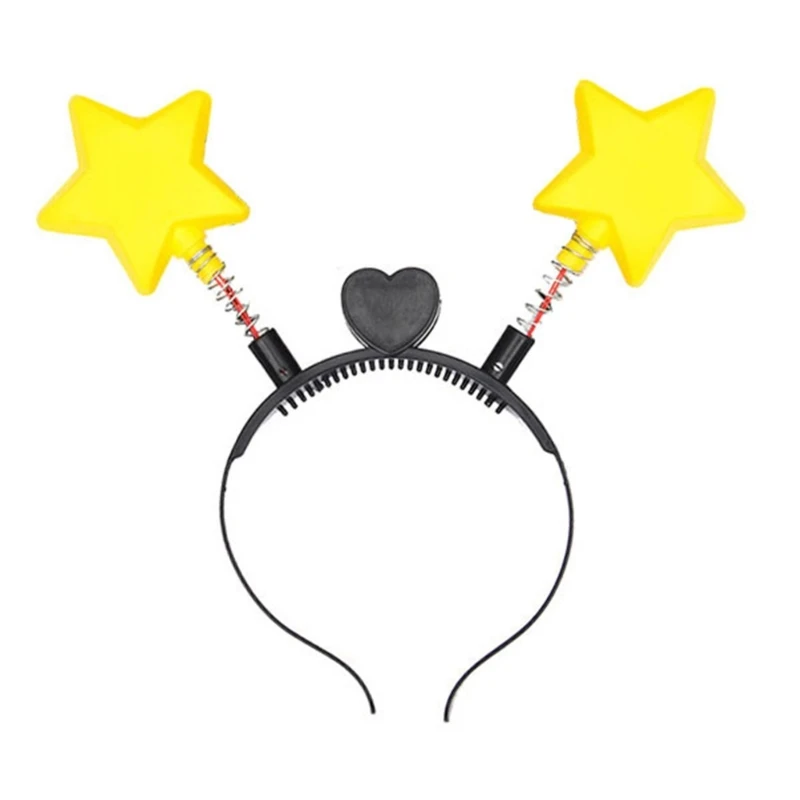 Concert Christmas Women Students Washing Face Hairband Shinning Bouncing Star Headbands LED Light Hair Hoop