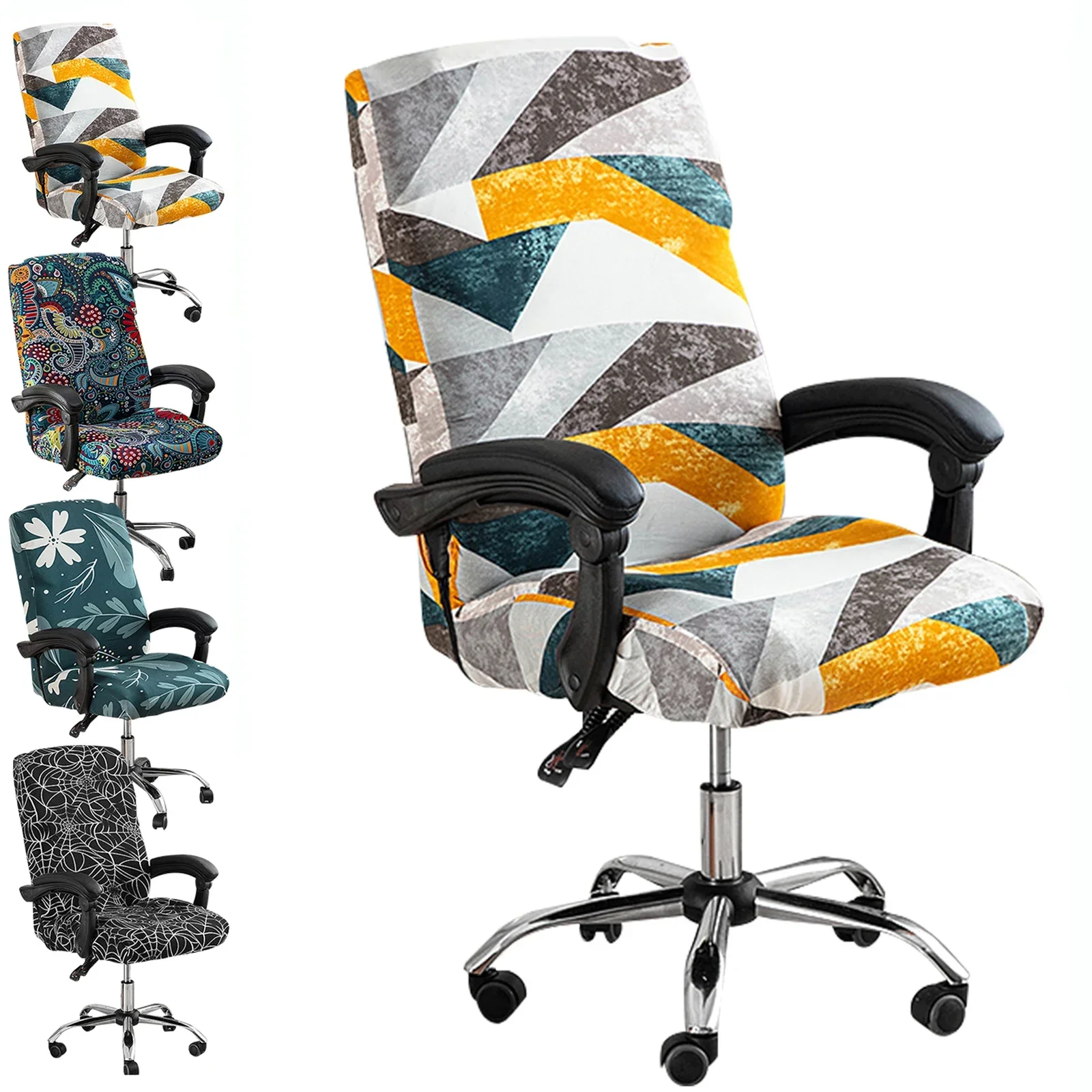 

Эластичный чехол для офисного кресла с принтом, не скатывающийся, машинная стирка, на молнии, для компьютерного кресла, для переговорных комнат и приемных