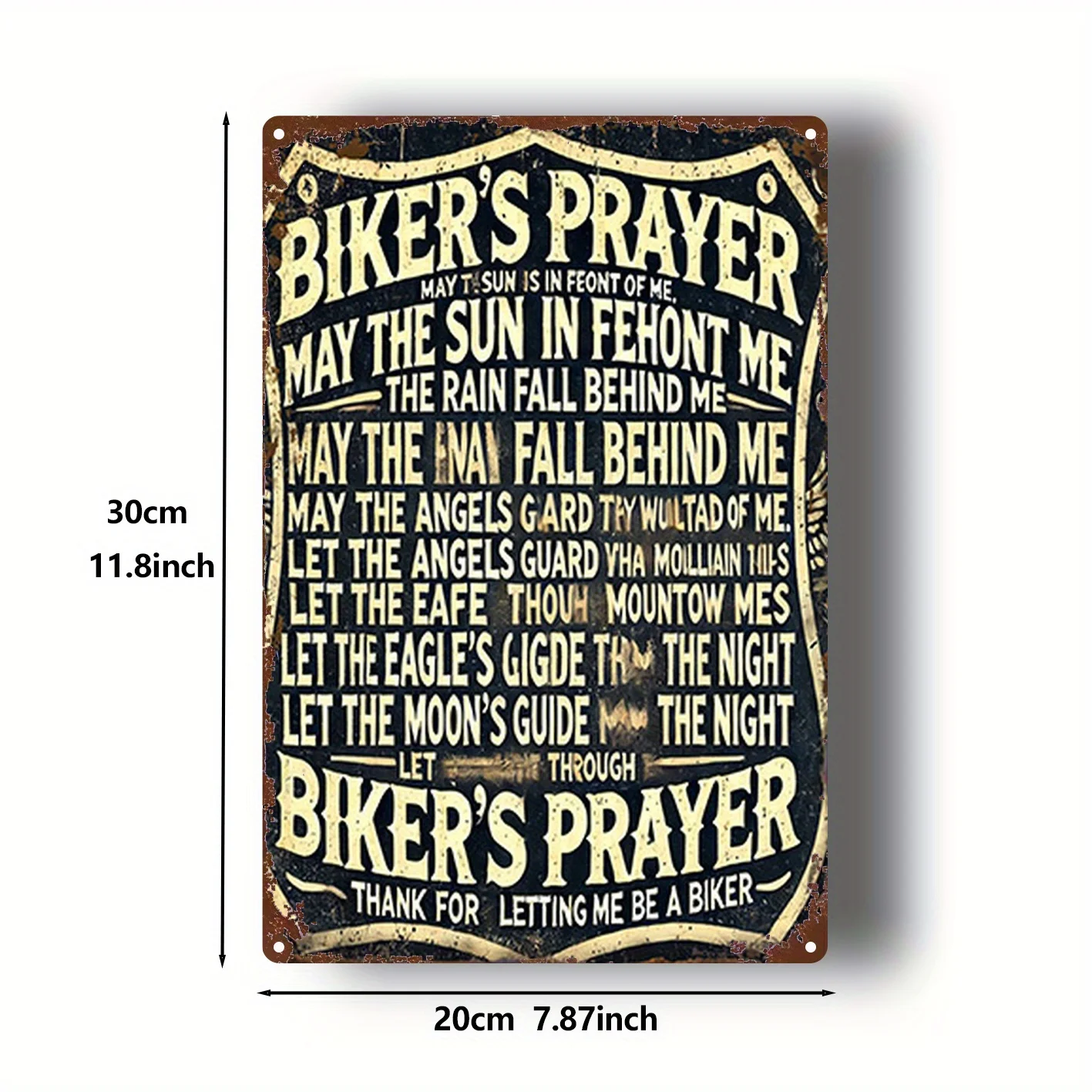 2D Flat, [2D Flat]1pcs Metal Sign Featuring A Motorcycle Rider In Prayer, Vintage Style, Metal Decoration, Motorcycle Culture, B