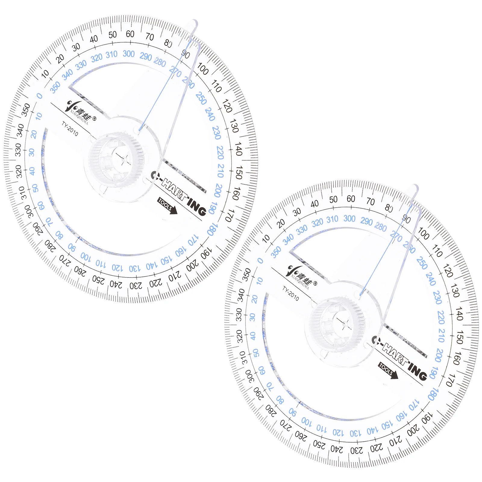 2 Pcs Protractor Drawing Supplies Bulk Drafting Arm Angle Finder Clear Plastic Circular for Maps