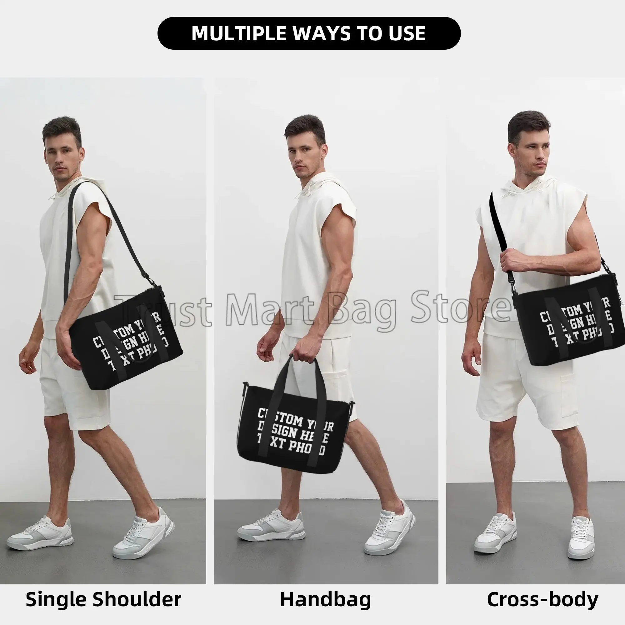 Custom Your Design Text Photo Print Duffle Bags Personalized Durable Weekender Overnight Bag for Women Men Travel Luggage Bag