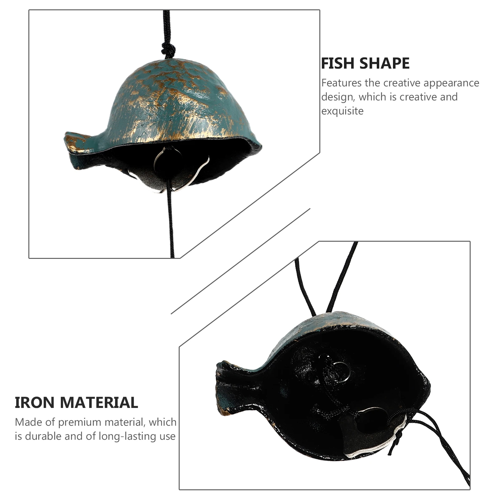 

Small Fish Bell Pendant Nautical Wind Chime Simple Outdoor Rope Ornament Wind-bell Craft