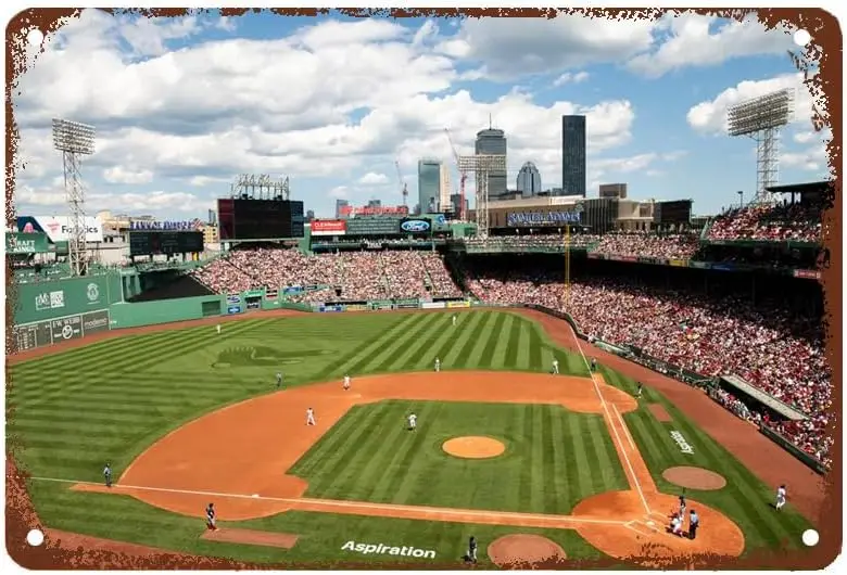 Metallblechschild Gemälde Fenway Park Skyline Poster Geschenke für Baseball-Liebhaber Poster Wanddekoration Kunstposter Vintage-Geschenke